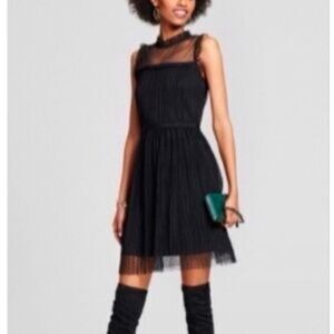 Xhilaration Black Tulle Dress Featuring A Sheer Polka Dot Overlay